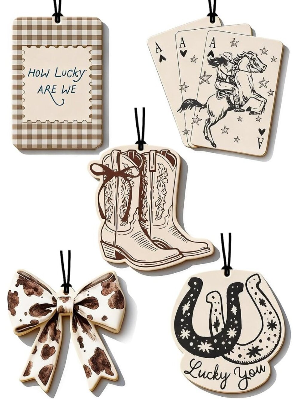 Car Air Fresheners for Women, 5 Pack Cowgirl Hanging Car Freshener, Cute Car Acc